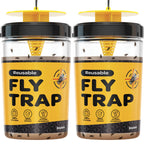 Outdoor Fly Trap [Set of 2] Fly Traps with Dissolvable Non-Toxic Bait - Fly Repellent for Outdoor Use Only - Controls Flies for Patios, Barns, Ranches Etc. Hanging Fly Traps with Tie Included