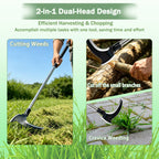 Haipeiyl Harvesting Weeding Sickle, Manual Weeder Tool with Sharp Double Blade Head, Upright Scythe for Weeding Farm Harvesting Clearing Vines Yard Gardening Pruning