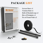 MAGZO Hanging Screen Door Curtain, Fits Door Size 32" x 80" (Mesh Size 34'' x 81''), Durable Fiberglass with Tension Rod and Hook&Loop (One Piece Can be Installed in 2 Ways), Weighted Bottom, Grey