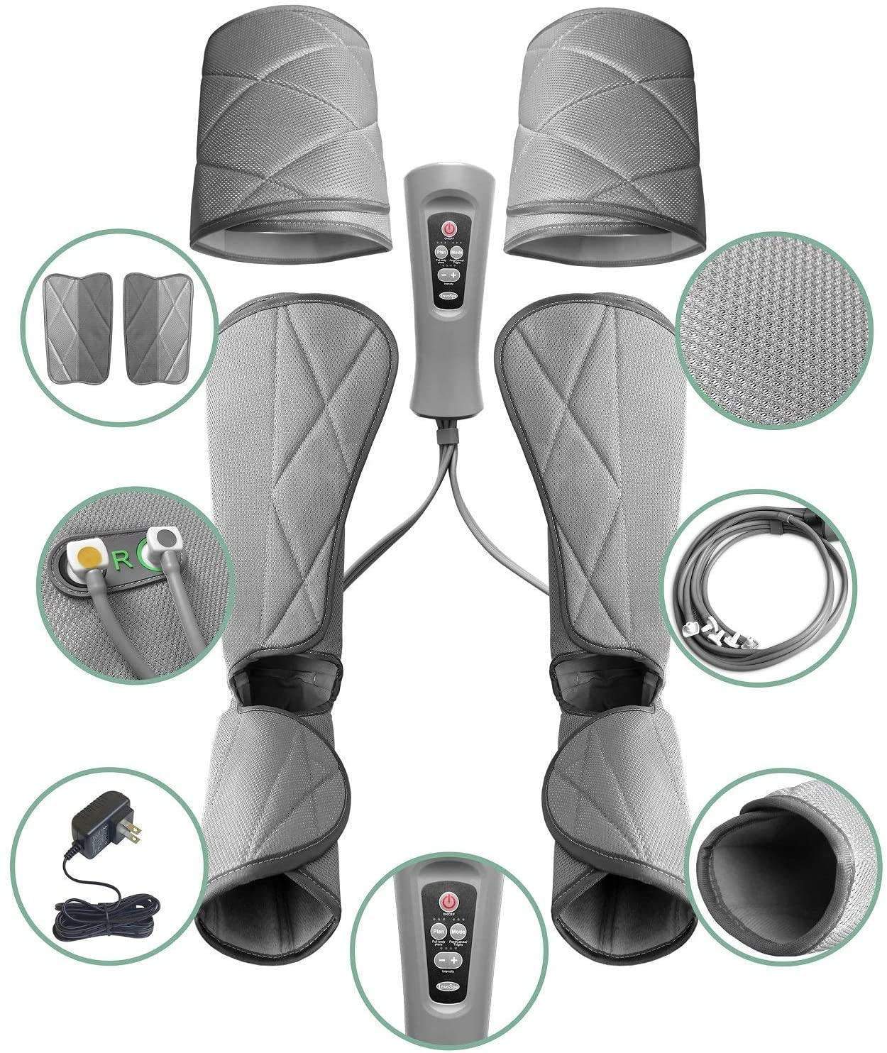 Leg Massager for Circulation - Foot and Calf Massager, Air Compression Leg Wraps Massage Boots Machine for Home Use Leg Massage - scd Machine for Calf, Thigh and Foot Massager, FSA or HSA Eligible