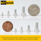 Mywish 900Pcs M3 M4 M5 M6 Metric Screw Assortment, 304 Stainless Steel Nuts and Bolts, Hex Socket Head Cap Metric Bolts/Nuts/Flat Washers Kit Anti Rust 16 Sizes 8mm to 20mm, Hex Wrenches