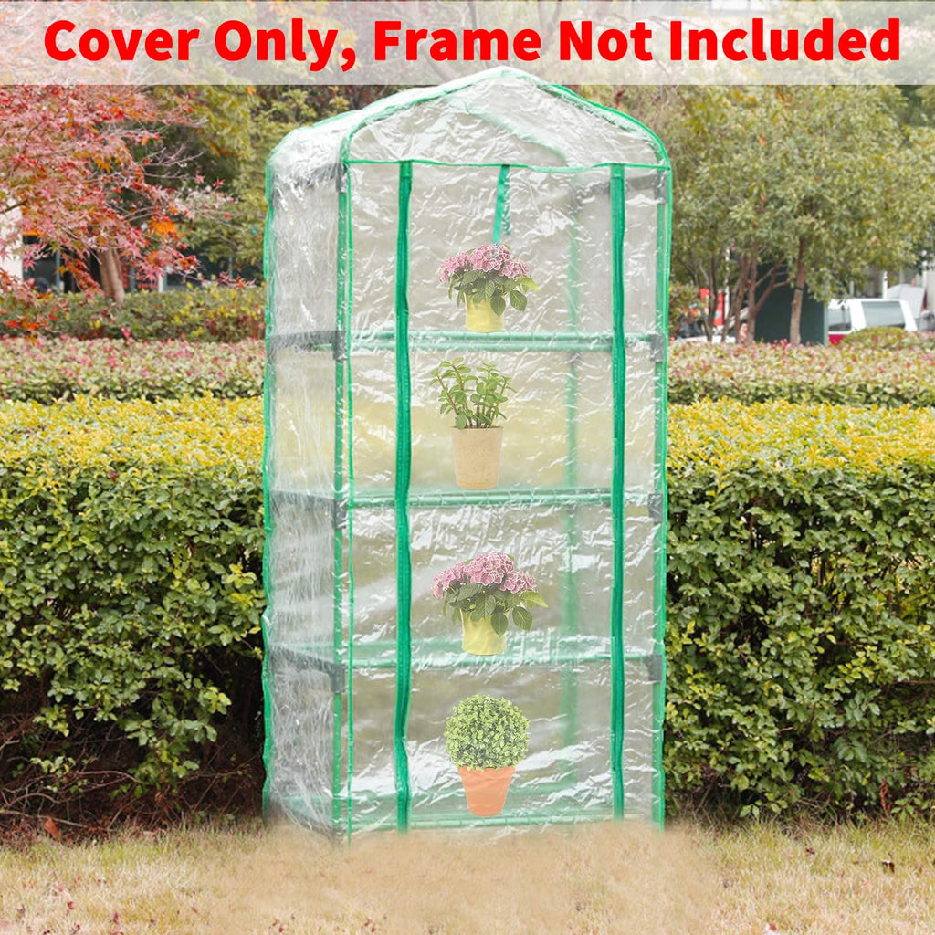 4 Tier Roll-Up Greenhouse Replacement Cover for Plant-63"x27"x19" Clear PVC