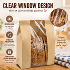 200 Pack Large Paper Sourdough Bread Bags with Tin Tie Tabs & 500 Stickers