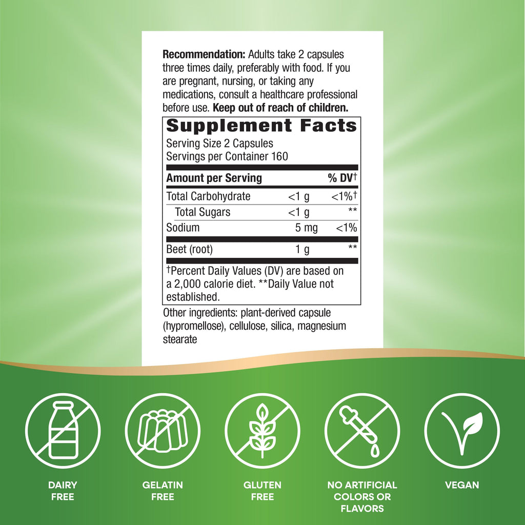 Nature's Way Beet Root Capsules,Supports Antioxidant Pathways*,Helps Neutralize Free Radicals*,1000 mg per 2-Capsule Serving,Vegan,(Packaging May Vary),320 Count (Pack of 2)