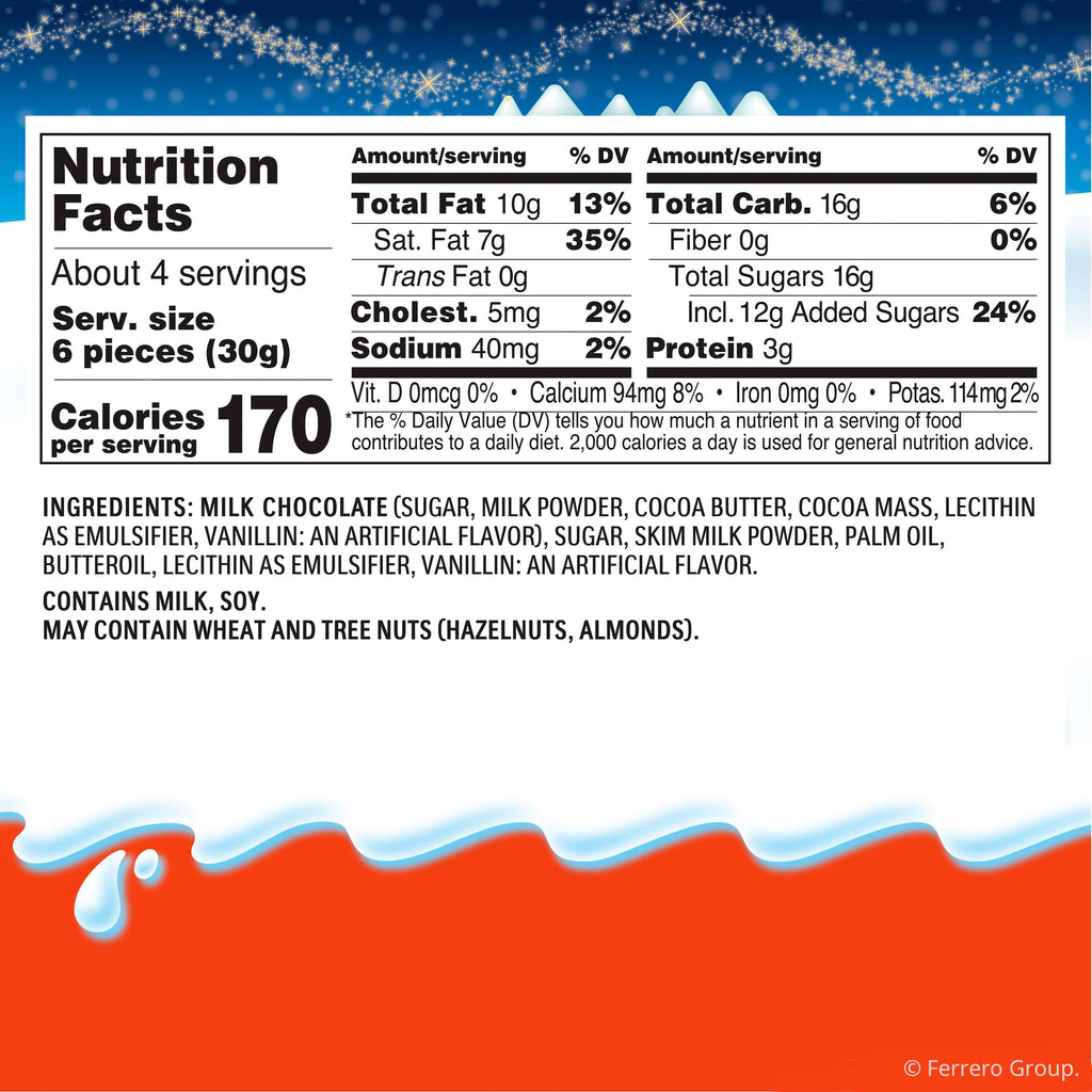 Kinder Chocolate Countdown 2026 Advent Calendar, 2 Pack, Holiday gift for all, Contains Nut, 24 Pieces, 8.8 oz