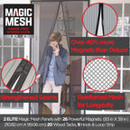 Magic Mesh Elite | Magnetic Screen Door, Heavy Duty, Magnetic Closure, Door Net, Patio Screen, Sliding Door Screen, Bug Screen for Doorways, Kid & Pet Friendly | Size 39" x 83" (Pack of 2)