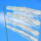 Lewtemi 4 Pcs Bird Scarer Windsock Wind Socks Outdoor Heavy Duty Outdoor Heavy Duty Holographic Silver Windsock with Rotating Hook for Outside Patio Garden Yard Spinners Hanging Decoration (Silver)