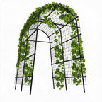Metal Garden Arch Trellis, 7.6Ft Black for Raised Beds, Plant Support for Cucumbers & Climbing Vegetables with 9 Horizontal Pipe
