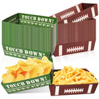 50 Pcs Football Party Decorations, Disposable Food Tray for Super Bowl, Snack Trays, Large Serving Boats for Birthday, Tailgate & Sports Theme Events – 2 Designs