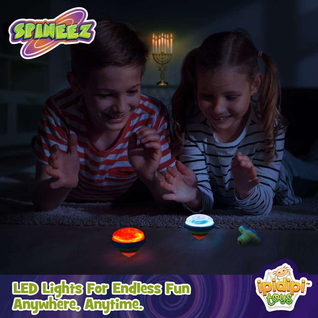IPIDIPI TOYS Spineez Light Up Spinning Tops for Kids - 12-Pack, Blue