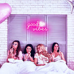 HOHOSIGN Good Vibes Neon Sign for Wall Decor Neon Lights Sign, 16"x8" Heart and Good Vibes LED Signs for Bedroom Wall, USB Operated Pink Goodvibes LED Neon Lights Signs for Game Room Christmas Decor