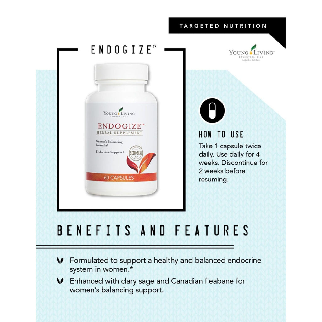 Young Living - EndoGize 60 Capsules | Hormonal Health & Endocrine System Support with Essential Oils | Daily Herbal Supplement for Women's Wellness & Balancing Formula