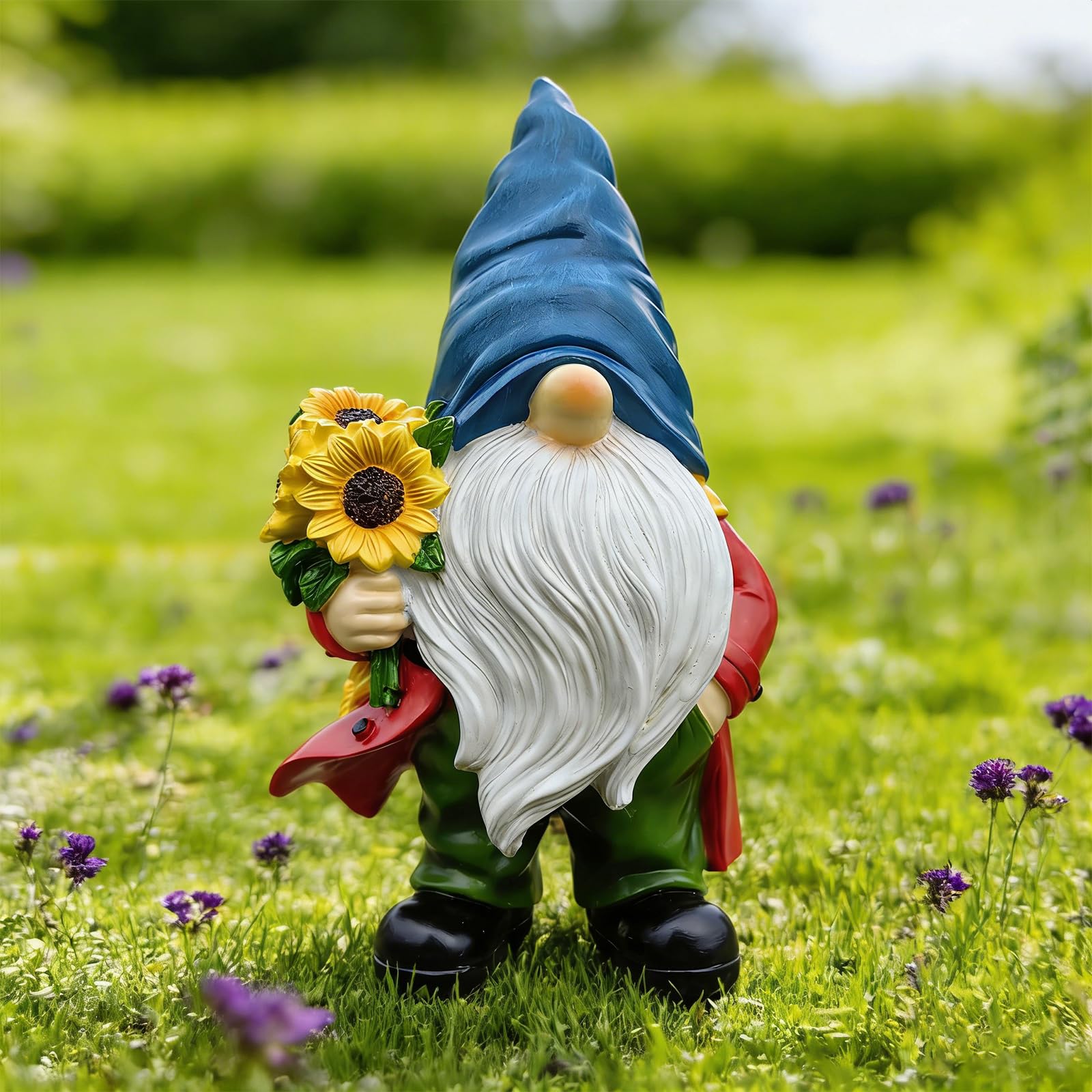 Bezseili Garden Gnome Outdoor Sunflower Faceless Gnome Statue - Funny Garden Decor for Patio, Lawn, Yard, Balcony, Indoor Home Office Shelves Figurines Ornament Decorations, Mom Grandma Sisters Gifts
