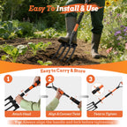 Garden Fork for Digging, 4-Tine Pitch Fork with Foot Step, Ergonomic Y-Handle & Comfortable Grip, Lightweight Durable Pitchfork for Soil Loosening, Compost, Mulch, Weeding & Potato Harvest - 43 Inches