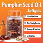 BELANO Pumpkin Seed Oil with Saw Palmetto Capsules, Pumpkin Seed Oil for Hair Growth, Improve Hair Loss, Cold Pressed, Promote Hair Growth, Maintain Body Balance, 60 Softgels
