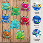 Junware Metal Frog Wall Decor, 8 Pcs Frogs Wall Art Sculptures Hanging Sculpture Decoration, Outdoor Fence Arts for Home Garden, Fence, Patio, Yard, Bedroom Outside Gifts for Adults