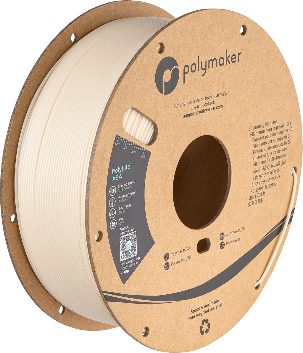 Polymaker ASA Filament 1.75mm Natural 1KG, UV & Weather Resistant