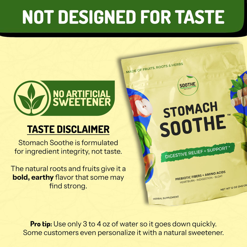 Stomach Soothe Soothe Naturals Acid Reflux Powder - L Glutamine for Gut Health, Acid Reflux Medicine, Leaky Gut Repair, Gut Lining Repair, Gut Health (30 Servings)