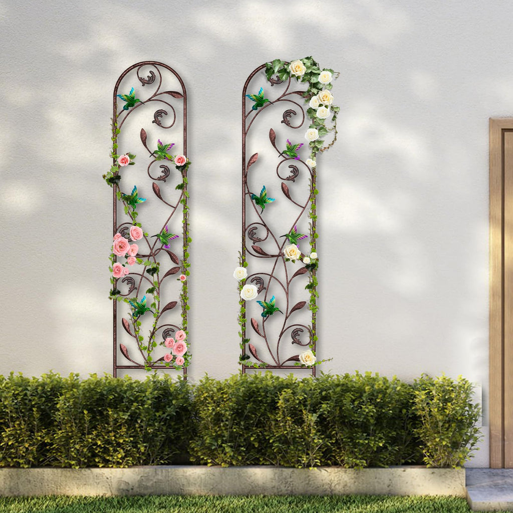 aboxoo 2-Pack Hummingbird Metal Garden Trellis,60" Decorative Outdoor Fence