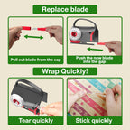 Wraprocut (2-Pack) Wrapping Paper Cutter & Tape Dispenser Dual Use with 4 Tapes，2 Replace Blades Kit for Christmas Gift Wrap Cutter Tool Paper Roll Holder Tube Sliding Slicing for Birthday Holiday.