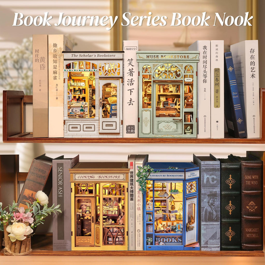 CUTEBEE Book Nook Kit - DIY Miniature House Dollhouse Kit for Adults and Teens, Booknook Tiny House Bookshelf Decor 3D Wooden Puzzle, Gifts for Family, Friends (The Scholar's Bookstore)