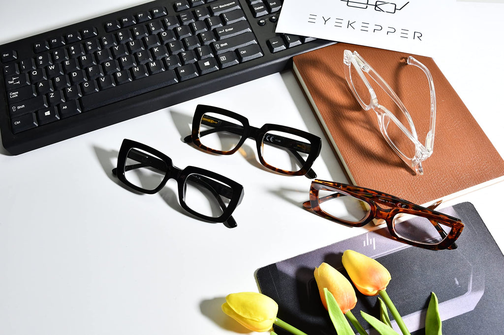 Eyekepper 4 Pack Ladies Reading Glasses - Stylish Oversized Square Readers for Women