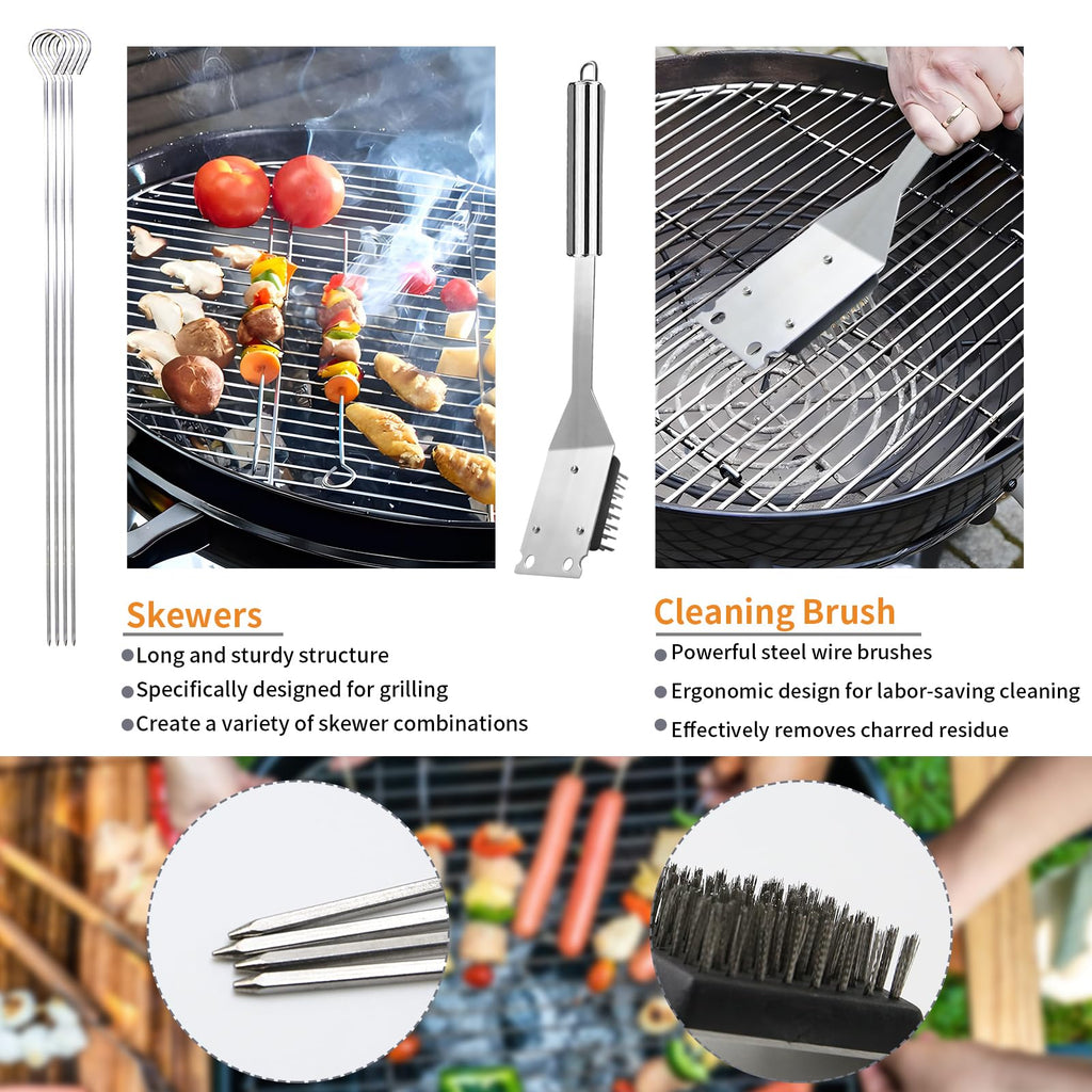 11Pcs Stainless Steel BBQ Grilling Accessories Set, Dad Gifts for Men Christmas Grilling Gifts,Portable Practical Grill Tools Utensils Kit with Storage Bag for Outdoor Grill Camping Backyard