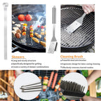 11Pcs Stainless Steel BBQ Grilling Accessories Set, Dad Gifts for Men Christmas Grilling Gifts,Portable Practical Grill Tools Utensils Kit with Storage Bag for Outdoor Grill Camping Backyard