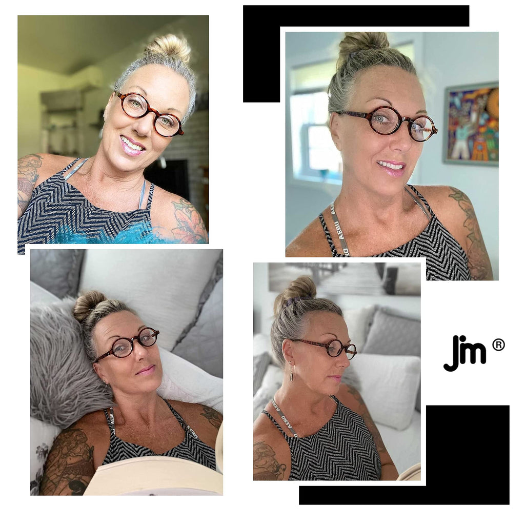 JM Set of 4 Retro Round Reading Glasses Spring Hinge Readers Men Women Glasses for Reading +2.0 Black & Tortoise