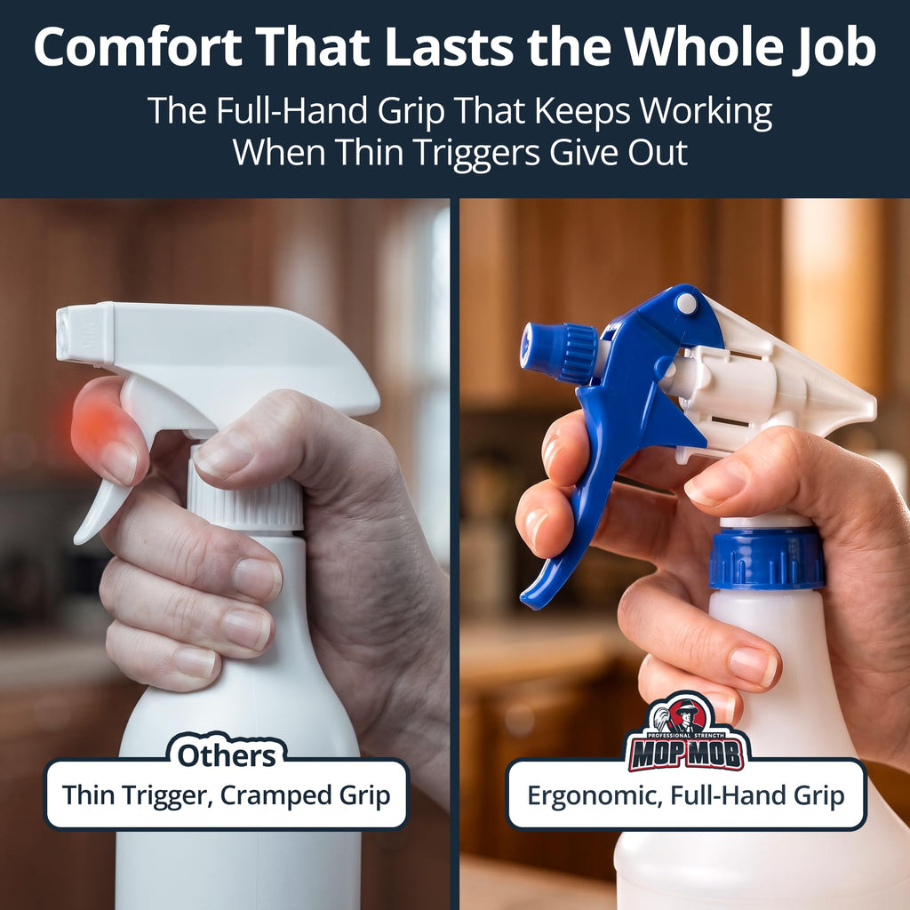 Leak-Free, Chemical Resistant Spray Head 5 Pk Industrial Spray Heads Only (No Bottles) for Auto/Car Detailing, Window Cleaning and Janitorial Supply. Heavy Duty Low-Fatigue Trigger and Nozzle.