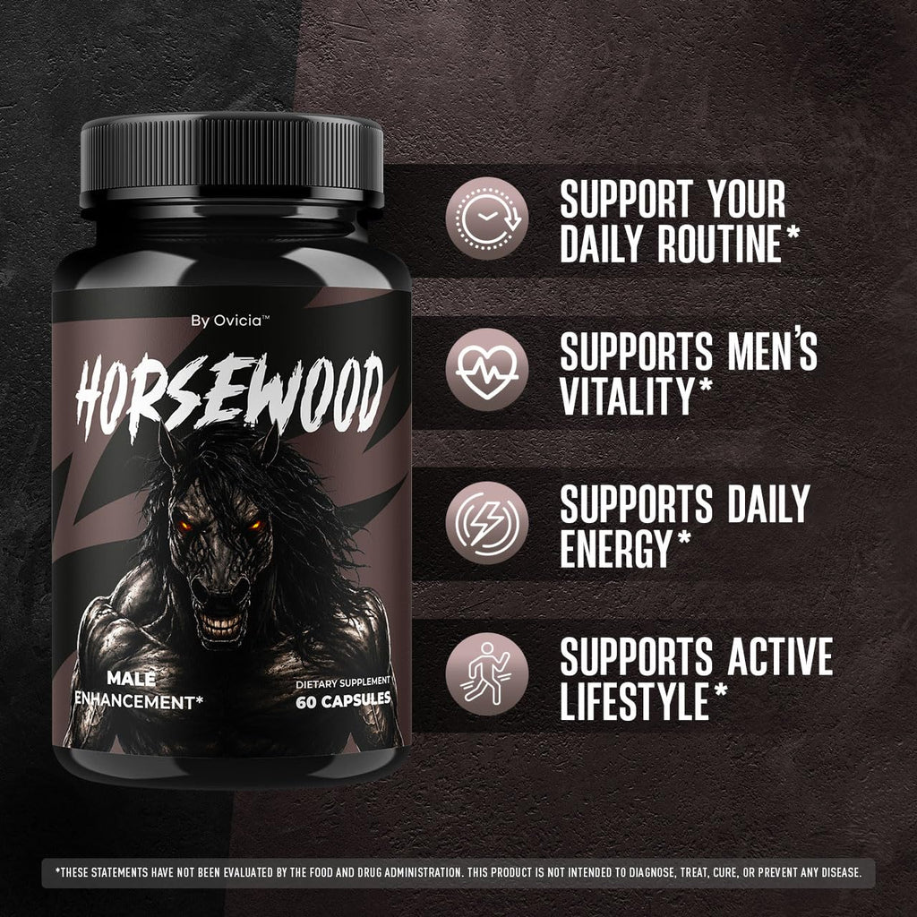 Horsewood - Official Horsewood Capsules Advanced Formula with All Natural Ingredients, Premium Pills Maximum Strength for Wellness & Overall Health Support, 60 Capsules for 1 Month