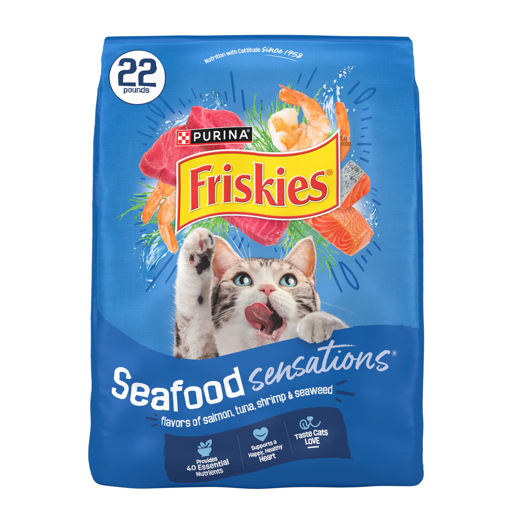 Friskies Purina Seafood Sensations Dry Cat Food, 22 lb Bag