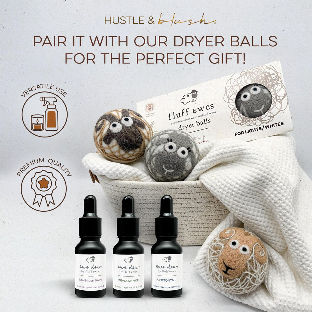 Hustle & Blush Essential Oil for Dryer Balls, 15ml Lavender Rain, Natural Laundry Fragrance, Long-Lasting Fresh Scent, Wool Dryer Balls Ideal for Diffusers, Candle Making, Multi-Use for Home & DIY