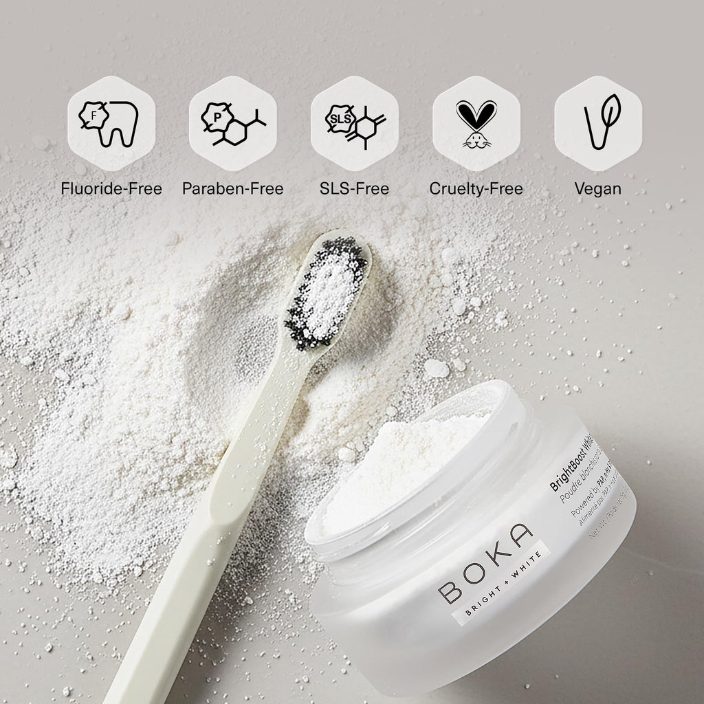 Boka Teeth Whitening Powder - Nano Hydroxyapatite, Appropriate for Sensitive Teeth, Whitening - Toothpaste Alternative with Essential Oils, Has Probiotics, Multivitamins & Aloe