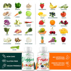 POWERED X PLANTS Fruits & Veggies Capsules - Natural Superfood Packed with Vitamins & Minerals - Fruit & Vegetable Supplements for Adults Pack of 6, 90 Capsules Each