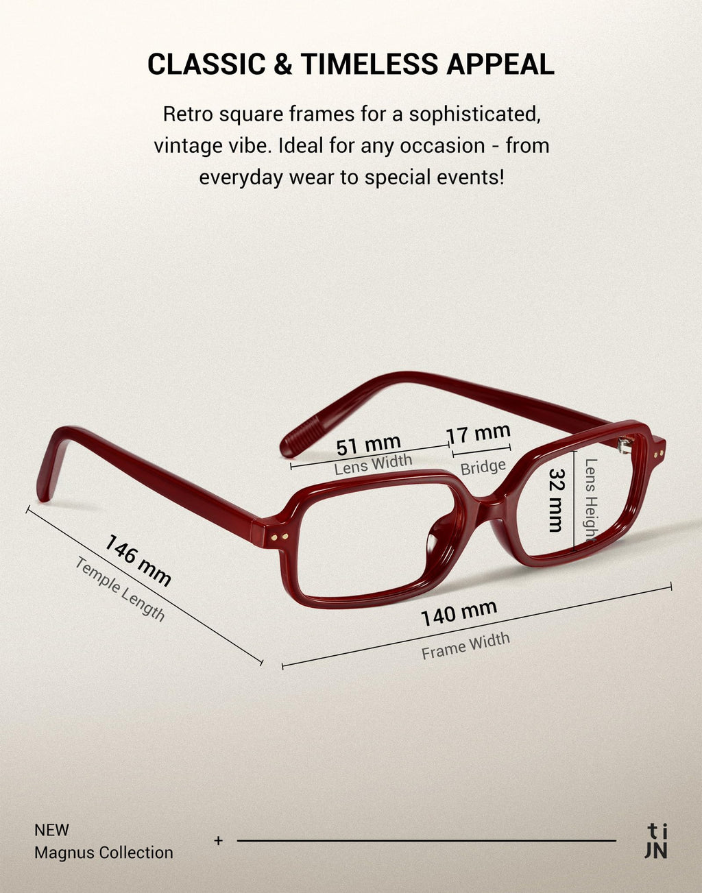 TIJN Magnus Blue Light Blocking Glasses for Women Men,Square Cat Eye Frame Bluelight Glasses for Gaming/Computer/Screen,DR