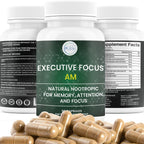 Executive Focus AM Nootropic Brain Supplement – Memory, Focus & Mental Clarity Support – Clean Energy Without Jitters – Cognitive Boost for Attention & Productivity – 30 Day Capsules