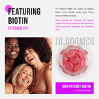 NutraChamps Sugar Free Biotin Gummies 10000mcg [High Potency] - Healthy Hair, Skin & Nails for Women, Men & Kids - 5000mcg in Each Gummy - Vegan, Non-GMO, Hair Health Vitamins Supplement - Raspberry