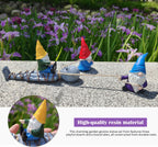 qumHmup Garden Gnomes with Alien Figurine, Polyresin Naughty Gnome Statue for Patio Lawn Garden Porch Fence Outdoor Decoration
