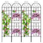 ZBPRESS 4 Pack 86.2x19.7in Metal Garden Trellis for Climbing Plants,Black Metal Garden Trellis for Vines Plant Rose Vegetable Support,Large Decorative Outdoor Trellis