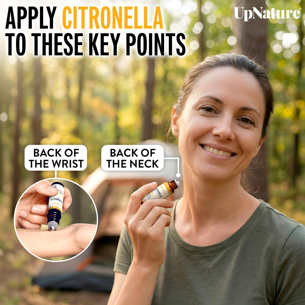 UpNature Citronella Oil Roll On – Camping Essentials - 100% Natural Citronella Essential Oil for Skin
