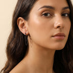 Reffeer 925 Sterling Silver Tassel Chain Drop Dangle Small Hoop Earrings Huggie for Women Teen (D-Black)