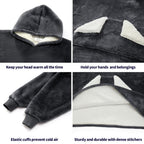 Touchat Wearable Blanket Hoodie for Kids & Teens 6-13 Year Old, Oversized Sherpa Fleece Sweatshirt with Pocket, Soft Cozy Hooded Blankets Christmas Birthday Gift for Boys and Girls, Grey
