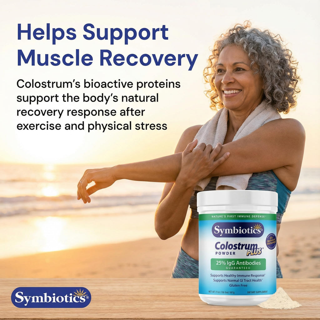 Symbiotics Colostrum Plus Powder 21 oz Immune & Muscle Recovery Support, 25% IgG Immunoglobulins, Gut Health & Training Resilience, Unflavored, Gluten Free - 21 oz