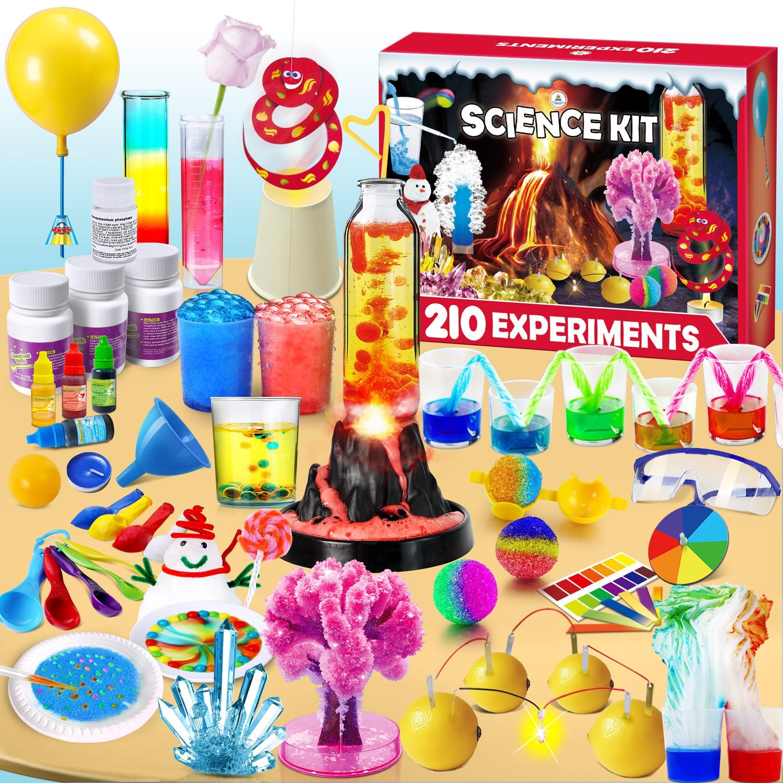 UNGLINGA 210 Experiments Science Kit for Kids, Boys Girls Birthday Toys Gifts Idea, Chemistry Set, Volcano, S.T.E.M Science Educational Project