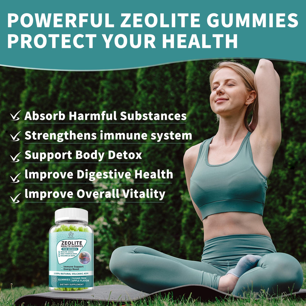 Zeolite Gummies for Women - Zeolite Supplement with Milk Thistle, Chlorella, Vitamin B12 & D3 - Supports Heavy Metal, Immune Health, Natural Metabolism, Energy & Clear Skin - 30 Day Vegan Supply