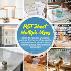 10 Pack of 8x10” PET Sheet/Plexiglass Panels 0.04” Thick; Use for Crafting Projects, Picture Frames, Cricut Cutting and More; Protective Film to Ensure Scratch and Damage Free Sheets
