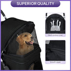 BestPet Pet Stroller Dog Cat Jogger Stroller for Medium Small Dogs Cats Folding Lightweight Travel Stroller with Cup Holder (Black, 4 Wheels)