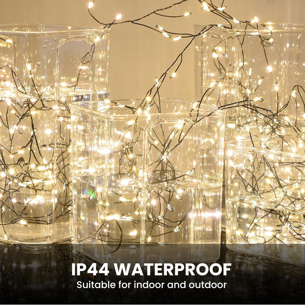 Dailyart Fairy Lights Plug in, 3000 Led Cluster Lights with Timer 195Ft Waterproof Warm Twinkle String Light with Remote for Bedroom Wreath Garland Window Wedding Christmas Tree Decoration,Black Wire