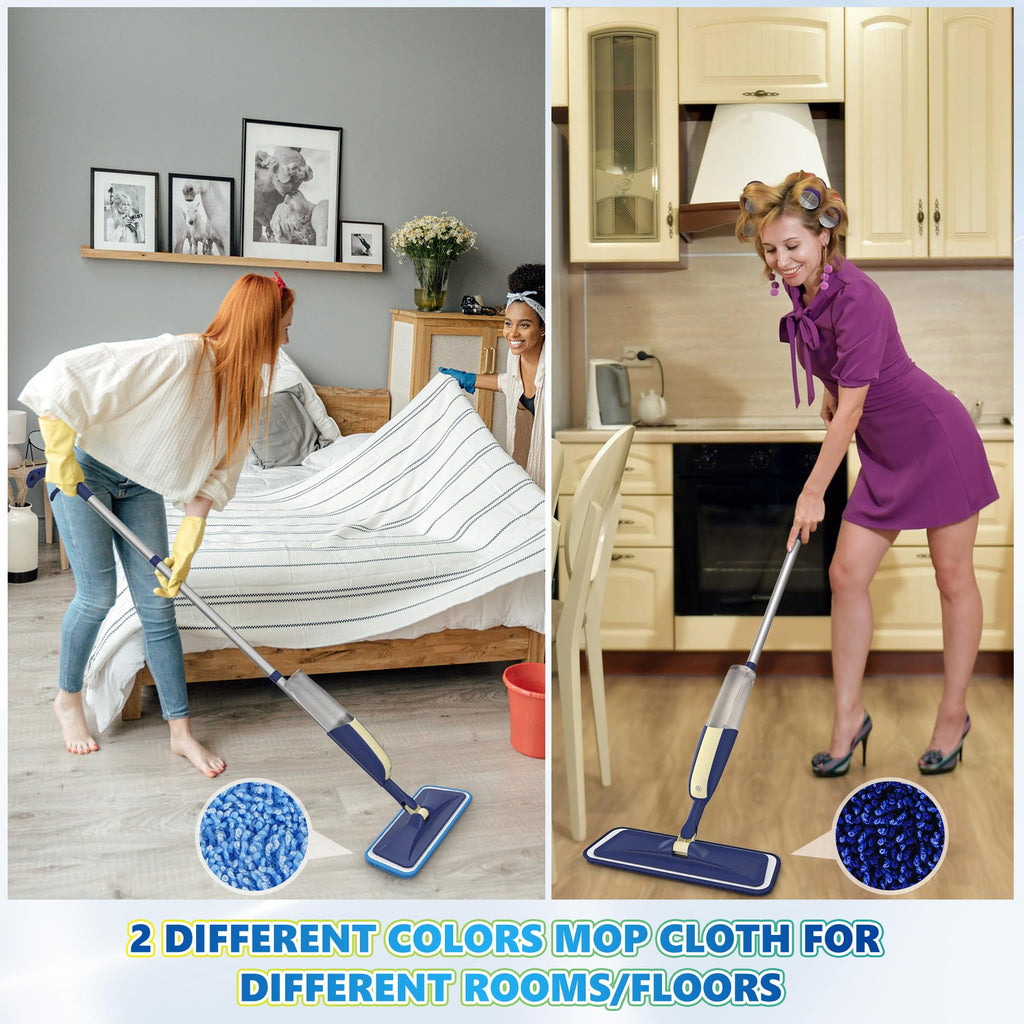 Spray Wet Mops for Floor Cleaning: Hardwood Floor Mop 2 Bottles Refillable